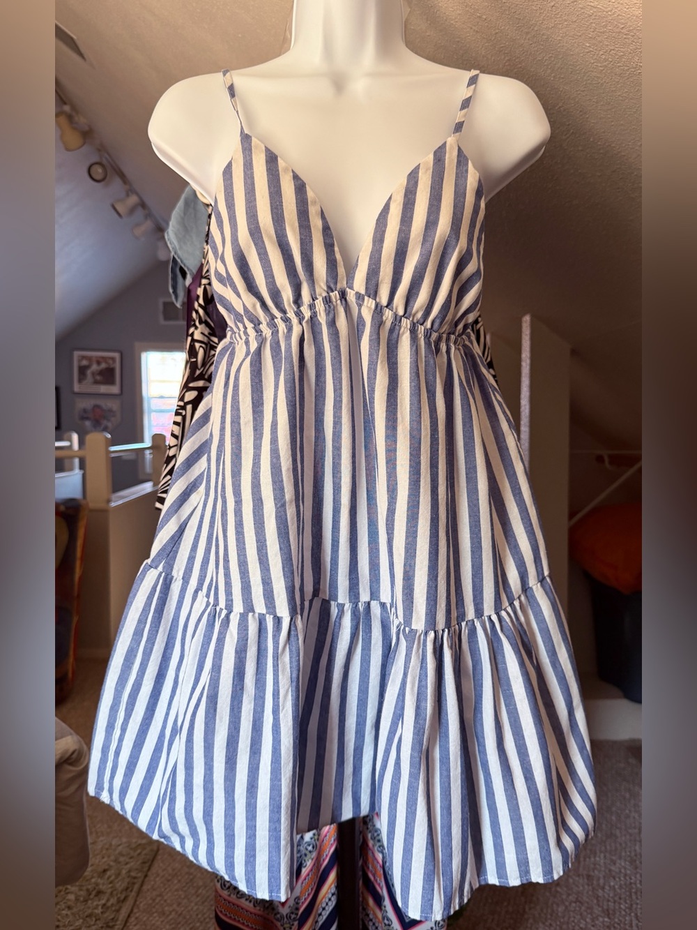 Striped Blue & White Tiered Sundress